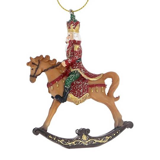 Resin Nutcracker Soldier on Rocking Horse 10cm
